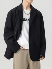 竖纹褶皱西装拼色小格子外套双排扣休闲西装JK2128-P68，男装西服，星座210-1