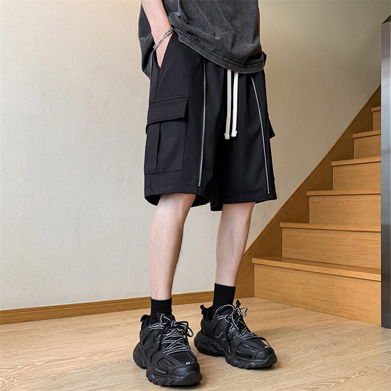 夏季新款冰丝垂感短裤港风休闲裤男免烫宽松凉感K23217-P35,男装牛仔裤,星座717