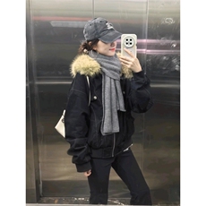 美式复古毛领座山雕棉服外套男冬季新款潮牌高级感加厚派克服棉衣，男装棉衣，四季星座505