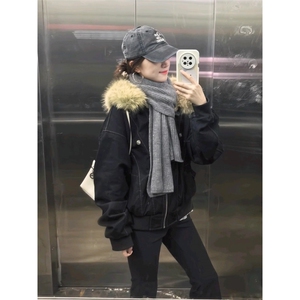 美式复古毛领座山雕棉服外套男冬季新款潮牌高级感加厚派克服棉衣图片