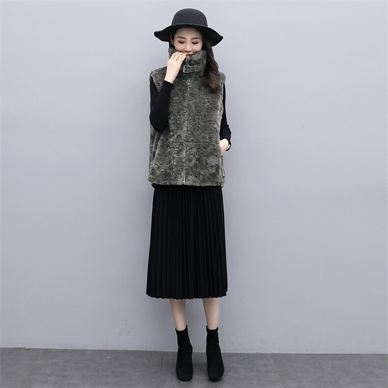 马甲女2021冬季新款韩版休闲外搭仿皮草外套时尚獭兔毛马夹上衣潮,女装皮草,素月