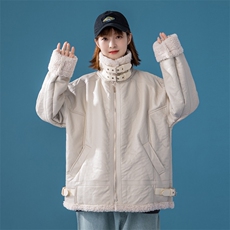 厚夹克皮棉衣毛绒上衣地平线机车皮毛一体棉服313B-P18-P125，男装夹克，星座313B