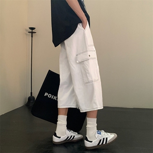 明线阔腿工装七分裤男女夏季美式高街宽松大口袋休闲裤Y1106p45图片