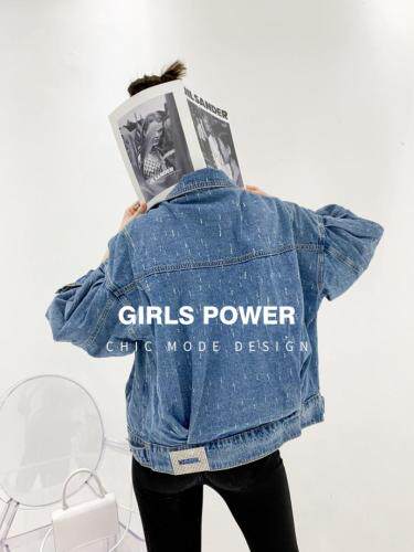 春夏新品重工烫钻牛仔衣，女装，G55