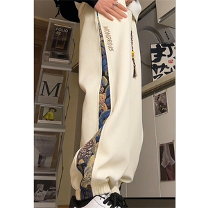 潮流大码宽松小熊拼接束脚休闲长裤运动裤K8460-P30【特价】图片