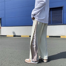 直筒束脚裤男拼色高街裤子2021新款炸街宽松帅气休闲裤夏K26-P30，男装休闲裤，星座1008