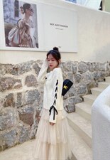 织带拼接设计师套头毛衣，女装针织衫/毛衣，ceelphy