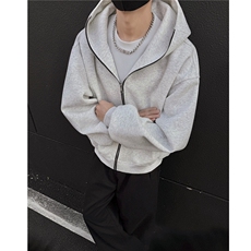 重磅美式高街开衫连帽卫衣boxy短款拉链帽衫外套男H1058特P65，男装卫衣，电商A341