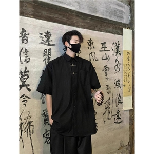 风提花短袖衬衫男夏季冰丝大码宽松新中式高级感休闲半袖衬衣潮图片