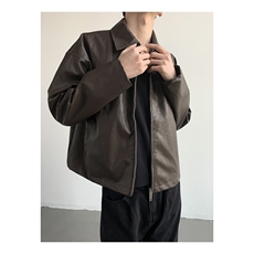 J9824-P70潮牌痞帅垫肩小众设计感Pu皮机车夹克外套，男装夹克，星座617A-2