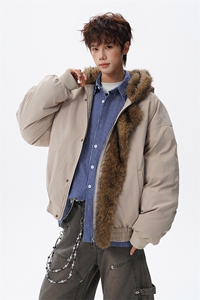 手塞棉）新款加厚飞机扣座山雕连帽棉服AMF006-特P115-控219图片