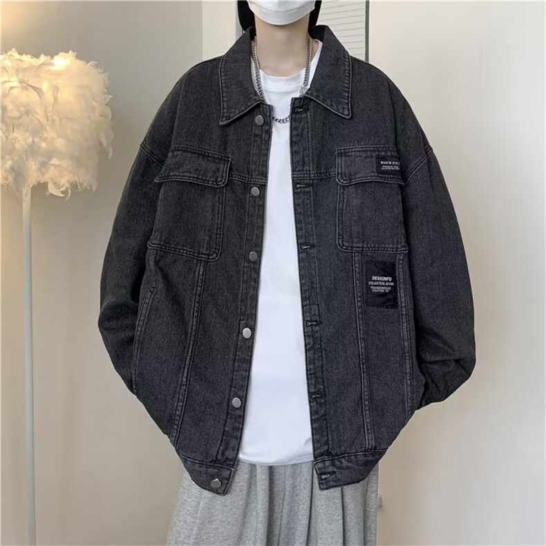 牛仔外套男口袋正肩小众设计潮流痞帅炸街工装夹克春秋1205P68,男装夹克,星座410-2