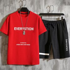 短裤男士2021新款夏装运动休闲宽松中裤韩版短袖t恤套装T722-P35，男装套装，星座1206（原A206）