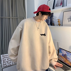 抖音品质潮流秋季新款麂皮绒落肩袖圆领卫衣JK23379特批36-控59，男装卫衣，星座605(原A050)