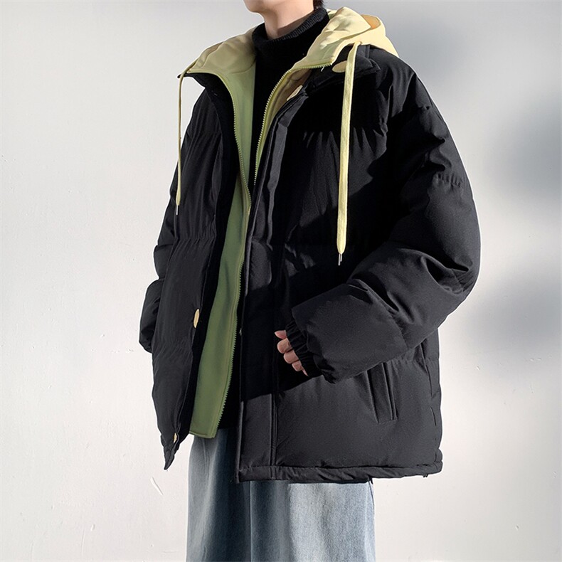 冬季青少年连帽假两件外套加绒加厚休闲简约棉衣棉服5303-P85,男装棉衣,电商B306