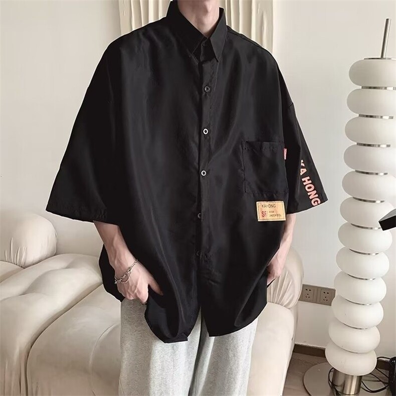 短袖衬衫男夏季cityboy休闲百搭翻领衬衣潮牌薄款外套潮,男装衬衫,星座410-7