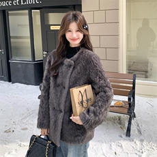 现货：冬装新款毛毛绒仿皮毛一体外套2C135-8950P205K318，女装皮草，2C135
