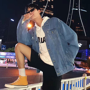 JK07港风文艺学生青少年牛仔夹克外套春秋装男装外衣开衫褂子韩版图片
