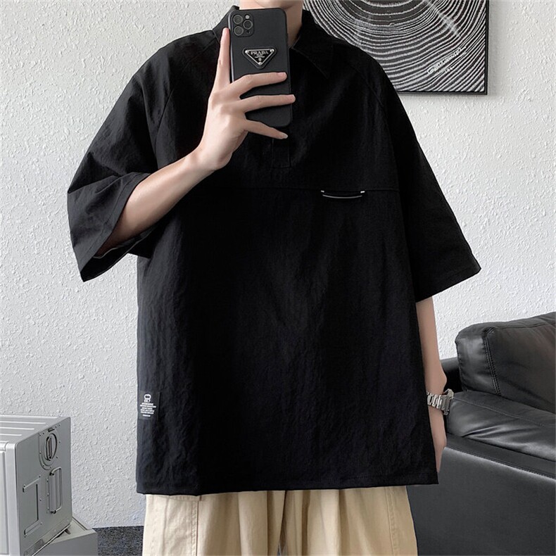 2025夏装复古短袖衬衫男工装宽松衬衣半袖大码C301P40,男装衬衫,电商C323