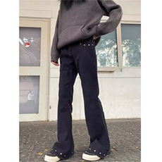 美式高街vibe铆钉微喇工装裤男cleanfit显瘦直筒长裤LX30466-P45，男装工装外套，星座1008