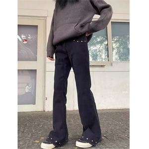 美式高街vibe铆钉微喇工装裤男cleanfit显瘦直筒长裤LX30466-P45图片