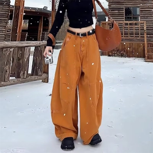 设计感高腰直筒美式辣妹工装裤女潮宽松阔腿休闲拖地裤LG0155-P60图片