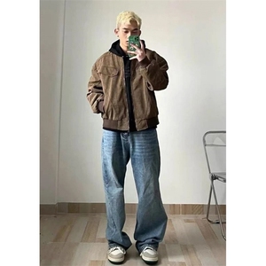 美式百搭男女同款新款情侣潮流复古做旧宽松夹克 J7015图片
