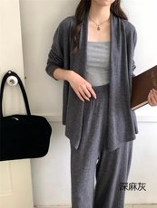 2025年秋季宽松型通勤单件长袖时尚侧扣开衫，女装羊毛衫，纳驰羊绒