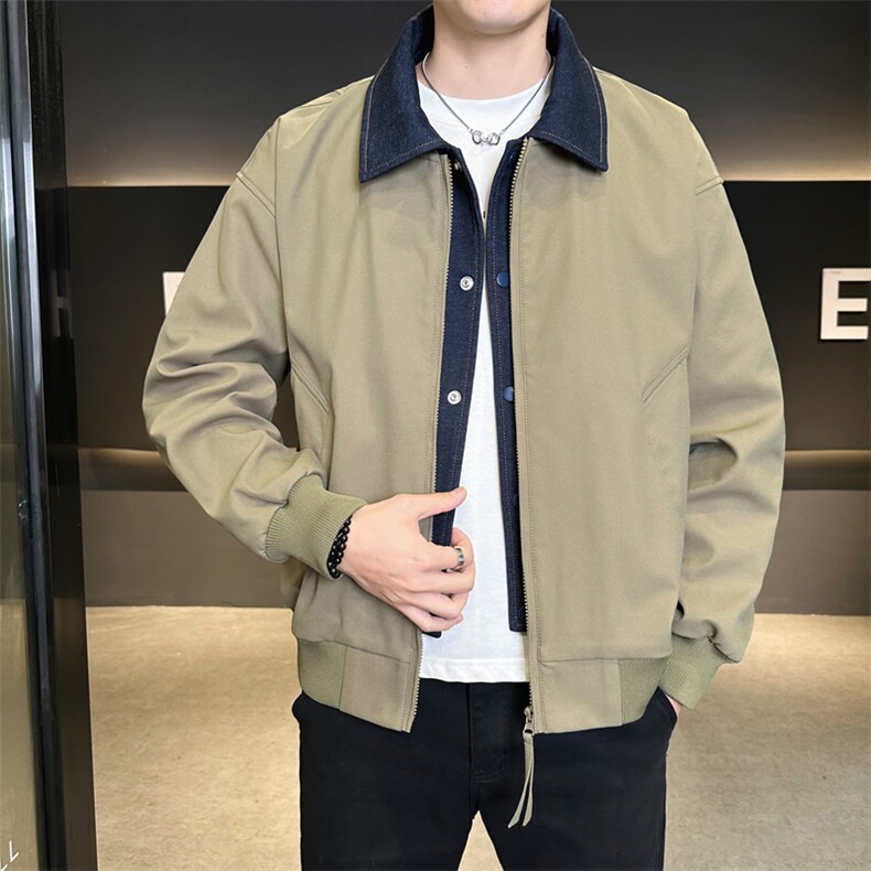 春季新款撞色拼接假两件翻领外套男休闲夹克JK02631-P80,男装夹克,星座308B-2