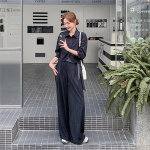 盐甜系复古牛仔三件套女2025秋季新款超好看短外套格子吊带阔腿裤图片