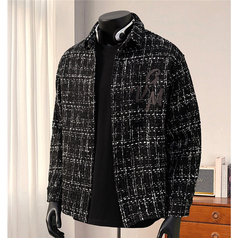 港风小香风长袖衬衫男大码M-5XL中性情侣衬衫男CCS8019P45加绒P55，男装衬衫，星座227-7