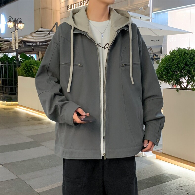 2025春款假两件夹克男工装青少年户外宽松外套情侣外套JK0195-P90,男装夹克,星座308B-2
