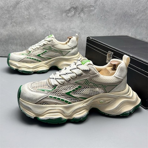 夏季新款透气网面老爹鞋厚底增高百搭时尚擦色潮鞋男，男鞋休闲鞋，电商A223