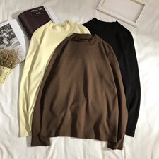 纯棉打底衫半高领修身长袖T恤男女量大从优615-1-T023，男装衬衫，星座702(原615)