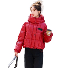 亮面羽绒服女短款冬季2023新款今年流行高级感90白鸭绒外套现货!，女装羽绒服，一安秀