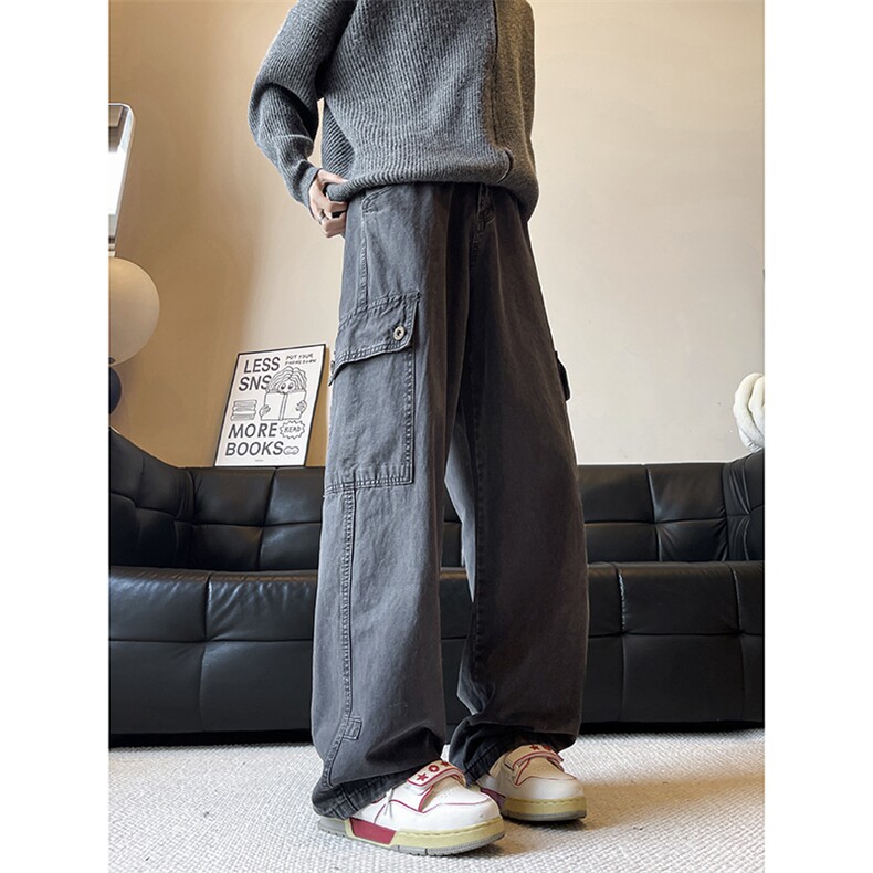 美式复古高街工装裤男直筒阔腿休闲裤时尚潮流ins长裤K0817-P60,男装休闲裤,星座308B-2