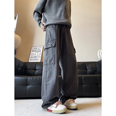 美式复古高街工装裤男直筒阔腿休闲裤时尚潮流ins长裤K0817-P60，男装休闲裤，星座308B-2