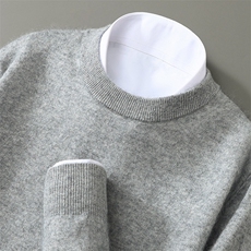 羊毛30%兔绒20%套头男士圆领长袖商务绅士，男装针织衫/毛衣，枫宸羊绒