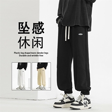休闲抽绳加绒美式高街男款宽松直筒阔腿裤X1655特批39加绒特批49，男装休闲裤，星座718