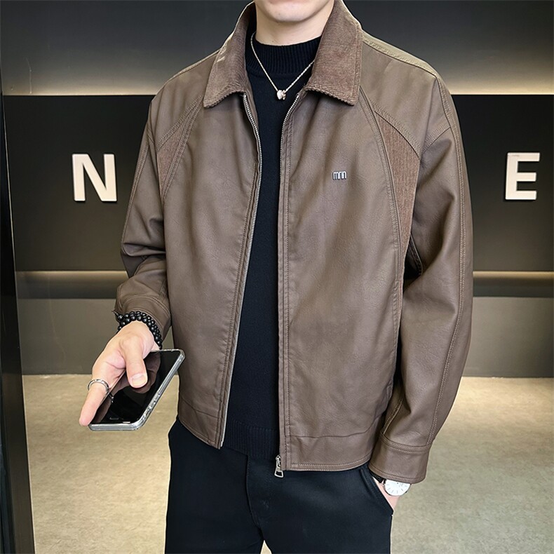 店主风秋季新款皮衣男时尚2025休闲皮夹克外套男装B317/6801/P155,男装皮衣,电商B317