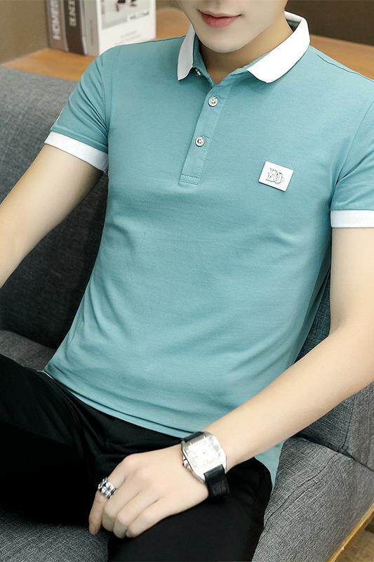 款8721夏季新款短袖T恤男韩版潮流修身polo衫翻领纯色,男装T恤,电商D310（原电商305）
