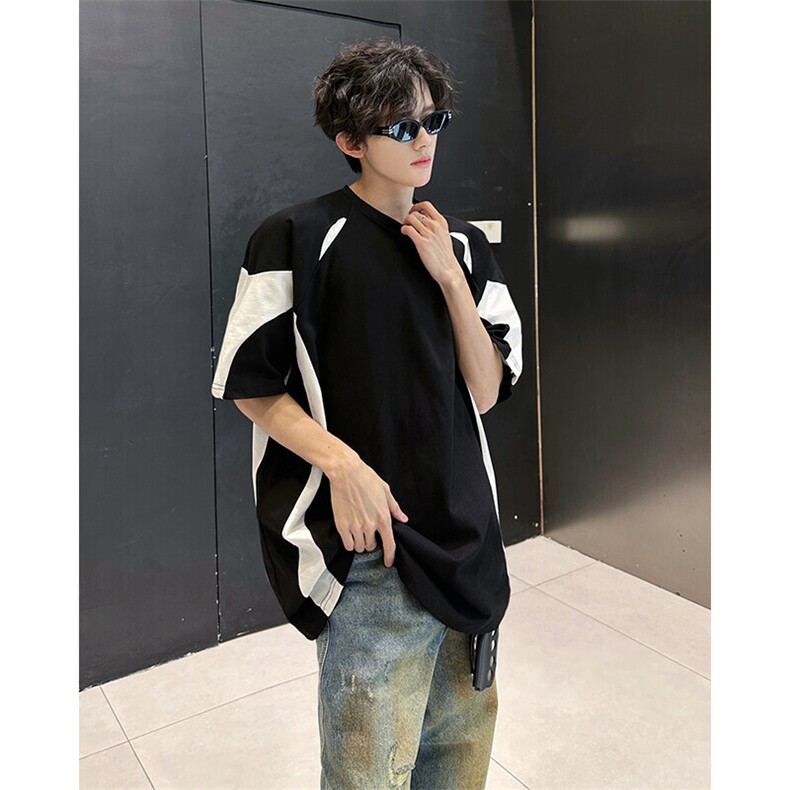 得物抖音品质二开240克纯棉宽松美式高街痞帅潮牌短袖T恤DT50,男装T恤,电商A486-1