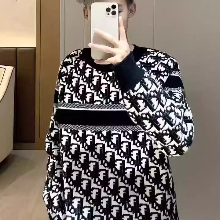 潮字母提花圆领针织衫毛衣秋冬季男女同款宽松保暖上衣MYY51P53,男装针织衫/毛衣,星座1013-5