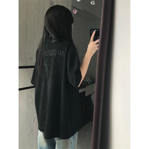 H1046-P28 实价 刺绣+内里铺布【麂皮绒面料 男女同款体恤T恤，男装T恤，星座617A-2