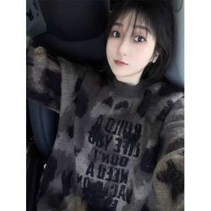 春秋个性字母提花毛衣男女日系复古休闲打底长袖针织衫 MY752图片