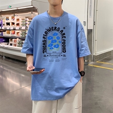 T3579P25已爆印花图案短袖t恤潮流oversize五分袖夏季韩版，男装T恤，星座510A-1