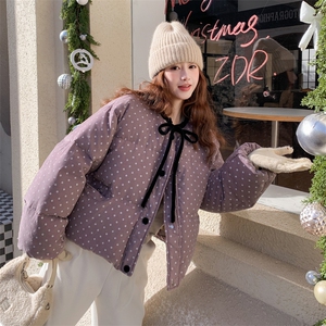 xian货 紫色碎花灯芯绒50羽绒服面包服2C090-9020-P245-K368图片