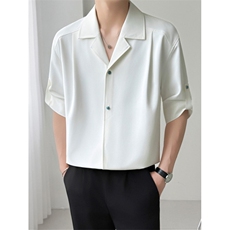 古巴领衬衫男短袖夏季上衣服韩版潮流穿搭垂感半袖衬衣CA6745，男装T恤，星座1116A-2（原606A-1）