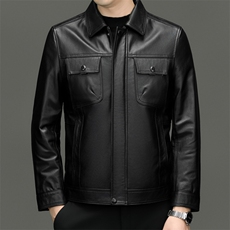 SJ2820JS秋款海宁男式头层牛皮真皮皮衣男翻领修身休闲夹克，男装皮衣，电商B360