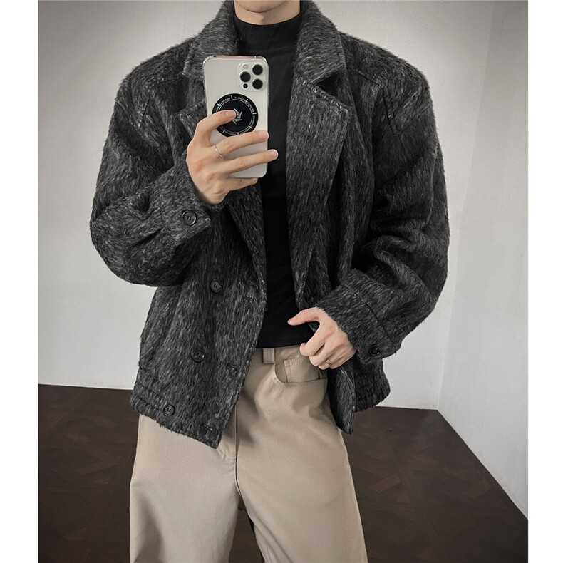 现货翻领简约CIEANFIT复古潮流上衣宽松中性港风外套N60-P118，女装短外套，电商A170